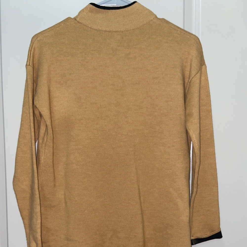 NEW TOPSHOP TAN HIGH NECK LONGLINE SWEATER W SLITS